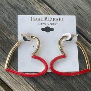 Isaac Mizrahi Red and Gold Heart Earrings